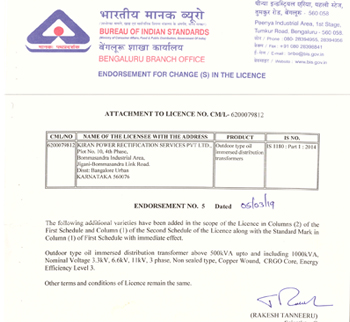 ISI Licence Transformers manufacturers
